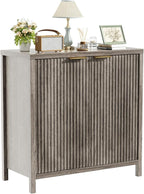 Sideboard Buffet Cabinet, 31" Storage Cabinet with 2 Doors and Adjustable Shelves, Sideboard Console for Dinning Room, Kitchen and Living Room - Grey