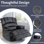 Manual Recliner Chair for Living Room, Single Sofa Recliners for Adults 350LBS, Heavy Duty Reclining Max 155 Degrees, Fabric Dark Gray