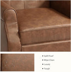 Lumibee High Back Accent Chair,Upholstered Faux Leather Wingback Armchair with Solid Wood Legs for Small Spaces,Comfy Single Sofa Chair for Living Room,Bedroom,Office-Brown