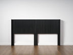 KEIKI Wooden King Size Headboard Only, 80.2" Wide Farmhouse Headboards with Wall Mounted Fluted Panel & Wingback for Bedroom, Black Oak