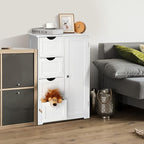 VINGLI White Bathroom Storage Cabinet with 4 Drawers 1 Cupboard Side Storage with Adjustable Shelf, Wood Bathroom Floor Cabinet with Drawers Also for Kitchen, Entryway, Bedroom, 22" Wx11.8 Dx32.3 H