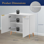 Fluted Storage Cabinet with Doors Set of 3, Wooden Sideboard Buffet Cabinet with Adjustable Shelves, Modern Accent Table for Living Room, Entryway, White