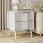LYNSOM Fluted Dresser and Nightstand Sets 4 Piece, 2-Drawer Nightstands and 5/7 Drawers Dresser, Wood Bedroom Furniture Set for Home, Bedroom, Hallway, White