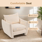 Oversized Accent Chair, Modern Single Sofa Cloud Chairs with Removable Pillow, Deep Seat Comfy Armchair for Living Room Bedroom Reading Nook - Upholstered Lounge Chair (Beige, Set of 2)