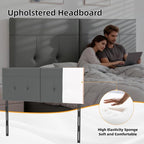 King Headboard Only with Adjustable Metal Legs, Faux Leather Upholstered Headboard King Size, Modern Stylish Headboard with Sunken Dot Design, Sturdy Bed Headboard for Bedroom, Gray