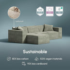 ROVE LAB M1 Modular Sectional Sofa with Ottoman, Sofa in a Box, PetFriendly Modular Couch, Spill-Resistant,Sustainable, Stylish, Modern Sectional Couch for Living Room with SmartFoam Comfort