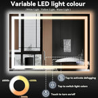 VooBang LED Bathroom Mirror 26 x 38 inches - 3 Adjustable Lighting Modes Lighted Smart Bathroom Vanity Mirror, Anti-Fog, Memory Function, Tempered Glass, Wall Mounted Horizontally Vertically