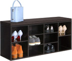 VASAGLE CUSTOS Collection - Shoe Bench, Storage Bench with Padded Seat, Entryway Bench with 10 Compartments, for Bedroom, 11.8 x 40.9 x 18.9 Inches, Espresso Brown and Chestnut Brown ULHS10BR