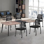 CLATINA Stacking Armless Office Guest Chair with Wheels, Stackable Mesh Waiting Room Reception Desk Chairs with Adjustable Backrest for Conference Lobby Side School, Black, 8PK
