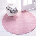 Unique Loom Trellis Frieze Collection Area Rug - Geometric (4' 1" Round, Light Pink/ Ivory)