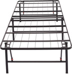 Amazon Basics Foldable Metal Platform Bed Frame with Tool Free Setup, 18 Inches High, Sturdy Steel Frame, No Box Spring Needed, Twin, Black