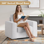 Swivel Accent Sofa Chair Set of 4, Modern Comfy Oversized Upholstered Cushion Back Armchair in Linen 1pcs for Living Room, Bedroom, Reading Room(White)