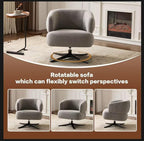 Pro 360° Swivel Accent Chair, Cuddle-Style Lounge Chair with Ergonomic Wrap-Around Backrest, 500LBS Capacity Grey Linen Fabric Rotatable Sofa Chair for Living Room, Balcony, Study