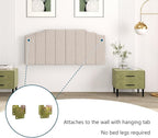 Queen Size Headboard Only, Linen Wall Mounted Headboard Queen/Full Size for Adjustable Bed, Modern Vertical Channel Design with Curved Tufted Upholstered Head Board, Beige