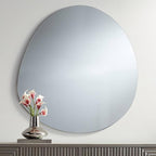 Possini Euro Design Brando Round Decorative Wall Mirror Modern Silver Frameless 37 3/4" Wide for Bedroom Living Room Home House Office Entryway