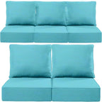 Luxury 24x24x6 Inch Outdoor Cushions for 5 Peice Patio Furniture Set - Set of 5 Water-Resistant Pillow for Dining Rocking Swivel Chairs Loveseat Couch Sectional Sofa - Turquoise
