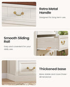 AOGLLATI Farmhouse Dresser with 6 Drawers, 51.2”Tall Wooden Rustic Chest of Drawers with Natural Texture, Vintage Design, Bedroom Dressers with Drawers for Bedroom, Antique White