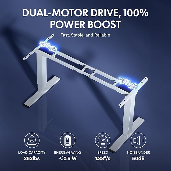 FLEXISPOT CyberX 63 Inch RGB LED Electric Gaming Standing Desk, Dual Motor 3-Stage Adjustable Desk up to 352 lbs, Large Ergonomic Computer Workstation for Gamers, Streamers & Home Studios (White)
