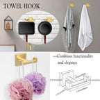 BOZWELL 4 Pieces Light Brushed Gold Stainless Steel Towel Bar Set, 23.6 inch Square Bathroom Hardware Accessories Set,Wall Mounted Towel Racks for Bathroom