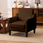 Accent Chair for Living Room, Modern Velvet Living Room Chairs with Wide Backrest, Upholstered Comfy Chair with Cushion, Oversized Sofa Chair with Wood Legs, Single Armchair, Brown