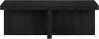 Henn&Hart 44" Rectangular Wood Pedestal Low-Profile Coffee Table for Living Room, Family Room, or Office, Black Grain