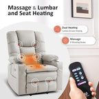 MCombo Large Triple Motor Power Lift Recliner Chair with Massage and Dual Heating, Adjustable Headrest for Tall Elderly People, Faux Leather 7634 (Light Grey, Large)