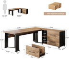 Tribesigns 70.86" Executive Desk with Mobile File Cabinet, Large L Shaped Computer Office Desk with 2 Drawers and Storage Shelves, Business Furniture Desk Workstation for Home Office (Light Brown)