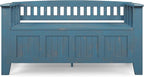 SIMPLIHOME Acadian Entryway Storage Bench - 48 inch Wide Solid Wood Hallway Seat in Distressed Coastal Blue, Transitional Bench for Entryway or Living Room with Lift-Up Lid and Spacious Storage