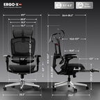 FLEXISPOT ErgoX-PRO Ergonomic Office Chair with Footrest Black – AeroWeave 5.0 Mesh Seat, 5D Lumbar, 7D Armrests, 4D Headrest, 551LBS Capacity – Office, Gaming, Home