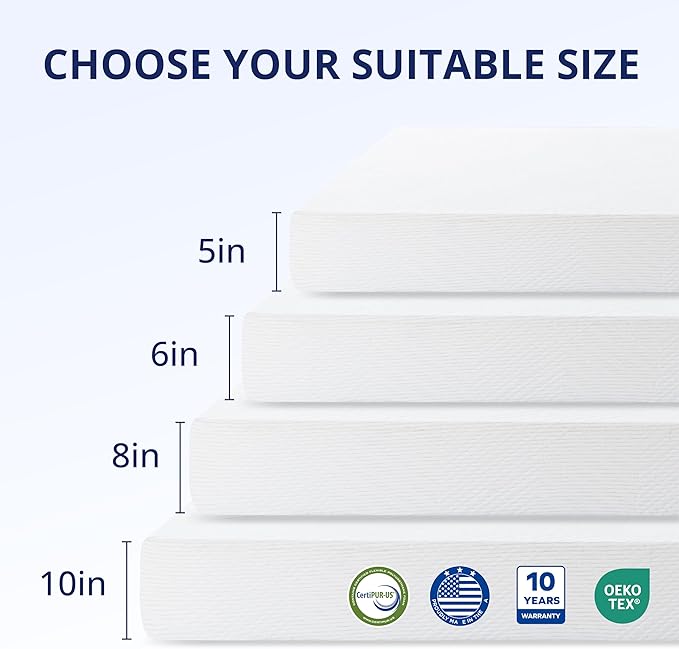 Queen Mattress 6 Inch Green Tea Memory Foam Mattress for Cool Sleep & Pressure Relief, Medium Firm Feel,Fiberglass Free, Bed in a Box, Removable Washable Cover, CertiPUR-US Certified