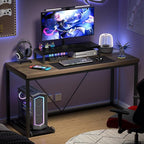 FOLUBAN Modern Home Office Desk, Rustic Wood and Metal Computer Desks, Industrial Study Writing Gaming Table Workstation, Vintage Laptop PC Desk, Oak 53 Inch