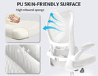 TRALT Ergonomic Office Chair - Desk Chair with Wave High Back Adjustable Lumbar Support Computer Chair - Gaming Chairs Mesh Backrest and PU Leather Seat for Home Reading Chairs to Adults(White)