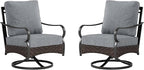 Sophia & William Extra Large Outdoor Patio Swivel Sofa Chairs Set 2 PCS Heavy-Duty Metal Porch Furniture with High Back & Deep Seating Area, 5.5" Thicken Cushions for Deck, Lawn, Outside (Grey)