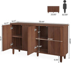Tribesigns Buffet Cabinet Sideboard with Storage, Modern Storage Cabinet Sideboard Buffet Table with Doors for Living Room Kitchen Dining Room (Brown)