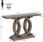 Tribesigns 55-Inch Console Table with Geometric Wood Base, Modern Entryway Table with Thick Tabletop for Living Room, Hallway, Foyer, Brown