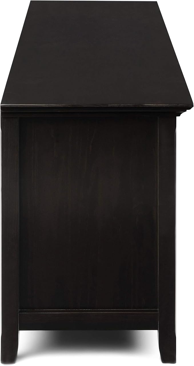 SIMPLIHOME Amherst 72-inch Wide Solid Wood TV Stand in Hickory Brown, Transitional-Style Media Console for Living Room with Cable Management and Adjustable Shelves, Fits 80" TVs