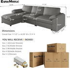 EASE MOOSE Leather Sectional Couch, Oversized Modular Sectional Sofas, Wide Deep Seat Modular Couch, Scratch Resistant Faux Leather Material, L Shaped Sofa for Big Spaces, Grey