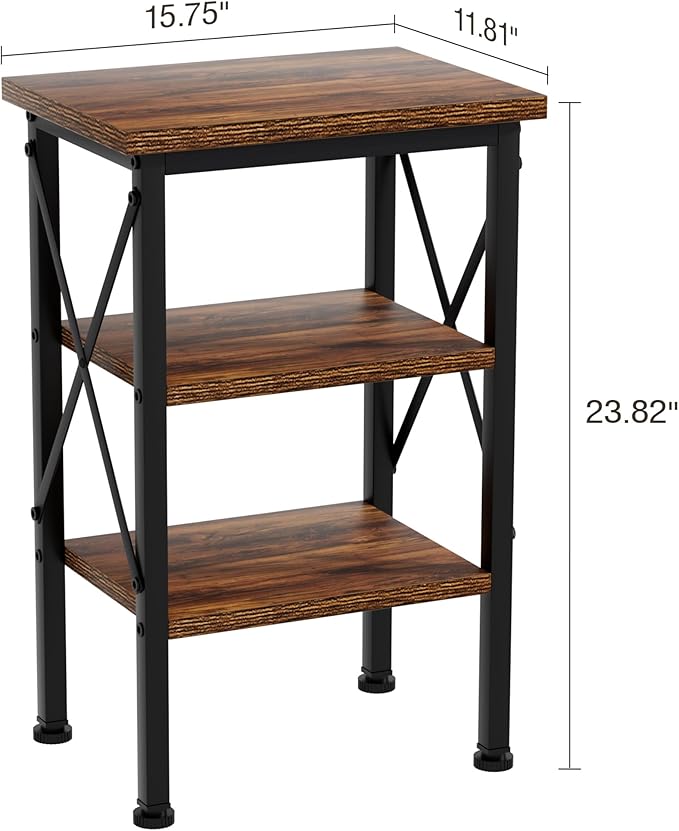 VECELO Modern Nightstands X-Design Side End Table Night Stand with Storage Shelf for Bedroom,Living Room,Set of 2 (Brown A2)