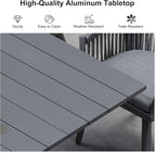 PURPLE LEAF 11 Pieces Patio Dining Set with Outdoor Aluminium Dining Table and Woven Rattan Chairs Modern Metal Furniture Cushions Sets for Garden Yard Indoor Decor Kitchen Grey