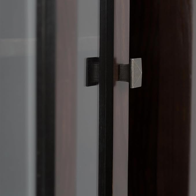 SIMPLIHOME Cosmopolitan SOLID WOOD 36 Inch Wide Contemporary Medium Storage Cabinet in Mahogany Brown, For the Living Room, Entryway and Family Room