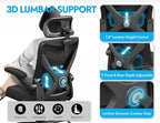 Ergonomic Office Chair - Mesh Desk Chair with Adjustable Lumbar Support High Back Computer Gaming Chairs - Big and Tall Office Chairs Adults, Comfortable for Long Hours, Black