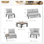 Sophia & William Outdoor Sectional Sofa, 9 Piece Metal Patio Furniture Set, Modular Patio Conversation Set-2 x Single Sofa with Side Table, 4 x Single Chairs, 1 x Loveseat, 1 x Tea Table