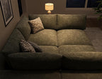 120" Cloud Sectional Couch | Oversize Boneless Couches for Living Room | 4 Seater Modern L-Shape Sofa | Green