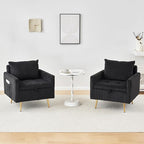 Furnimart Storage Accent Chair with Arm, Mid-Century Corduroy Sofa Chair with Removable Cushion Cover, Reading Chair for Bedroom, Living Room, Apartment, Black