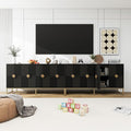 Sideboard Buffet Cabinet with Storage - Accent Storage Cabinet with Doors, Wood 4 Doors Cabinet with Metal Legs, 60" Buffets & Sideboards, Modern Credenza for Living Room (Black)