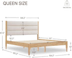 Wood Bed Frame with Headboard Upholstered Platform Mattress Foundation,Strong Wooden Slat Support,No Box Spring Needed