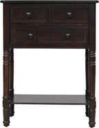 Knocbel Slim Antique Entry Console Table with Drawers & Bottom Open Shelf, Solid Wood Sofa Couch Table for Entryway Hallway Living Room (Espresso)
