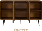 NTC Veil Modern Sideboard with 3 Doors, Buffet Cabinet with Vertical Groove Design and Metal Legs, Storage Cabinet for Living Room, and Hallway, Effortless Assembly - Rustic Oak