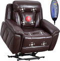 CANMOV 50" Wide Oversized Recliner, Faux Leather Power Lift Recliner Chair, Extra Large Lift Chair with Massage and Heat, Stand Up Recliner for Elderly Big and Tall, Brown
