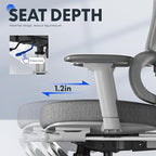 FLEXISPOT ErgoX Premium Ergonomic Office Chair with Footrest- Adjustable 3D Armrests, Dynamic Lumbar Support, Recline & Tilt Function, Mesh Seat, for Home & Office Use,Foam Grey